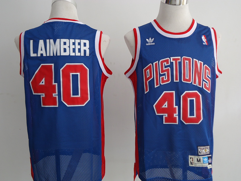  NBA Detroit Pistons 40 Bill Laimbeer Swingman Throwback Blue Jersey